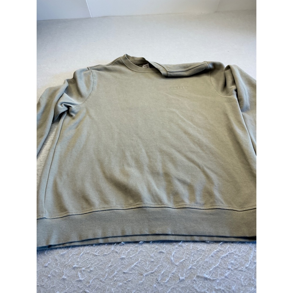 Hurley Crewneck Sweatshirt Pique Knit Embroidered Logo Size Medium Olive Green